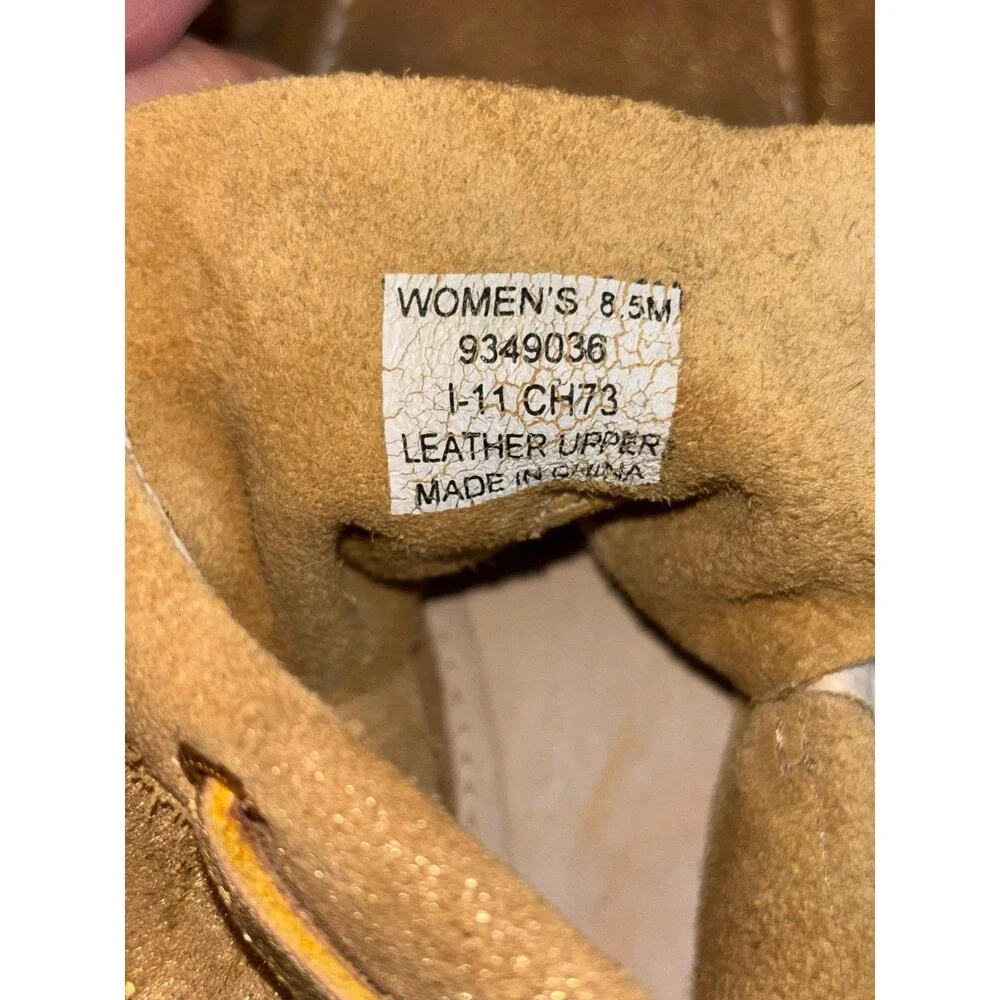 SPERRY Gold Sheen Suede Tiered Studded Fringe Ankle Lace Up Moccasins Shoes 8.5 - Picture 7 of 8